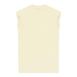 HONORE古月 Muscle Tee 长短卷边袖口宽肩上衣 运动简约休闲短袖T