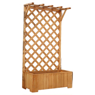 户外防腐木花箱花架室外花园实木栅栏隔断阳台网格围栏花盆爬藤架