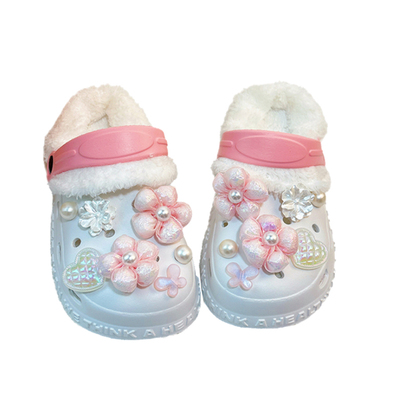 包头女童加绒加厚棉拖鞋冬季外穿