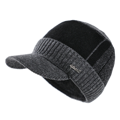 中老年人帽子爷爷男冬季毛线保暖