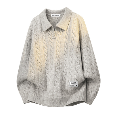 马克华菲麻花翻领毛衣男款
