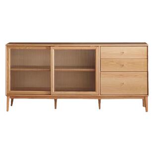 工厂直销全实木红橡木餐边柜纯橡木一体餐厅高柜现代简约风储物柜