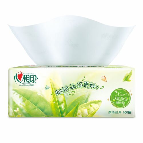 心相印茶香抽纸卫生纸家用实惠装餐巾纸整箱擦手擦嘴纸100抽大包