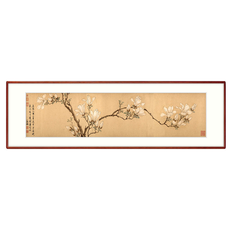 新中式装饰画画花鸟画白玉兰图