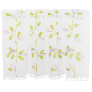 孤品清仓朦胧纱多款田园纱帘橱柜防尘厨房挡书柜帘叶子小窗帘短帘