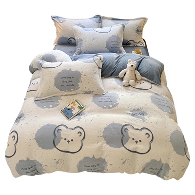 牛奶绒四件套a类母婴级冬季双面加厚珊瑚绒加绒床单被套床上用品