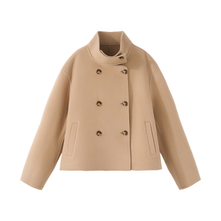 小禾【公爵大衣】山羊绒绵羊毛复古牛角双排扣立领御寒呢大衣外套