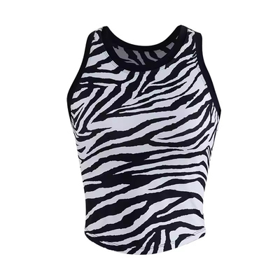 斑马纹带胸垫吸汗速干运动