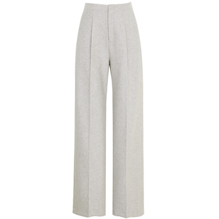 夏莫卡通勤高智风燕麦米色裤子女秋冬厚款天丝羊毛西装裤加长7943