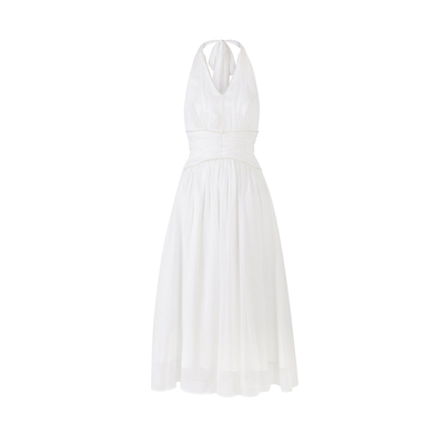 雅乔【初恋 】双版本/夏季白月光真丝挂脖连衣裙白色气质女神长裙