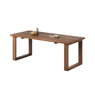 三梦莫比恩家用全实木餐桌胡桃木色卧室长方形书桌工作台桌椅组合