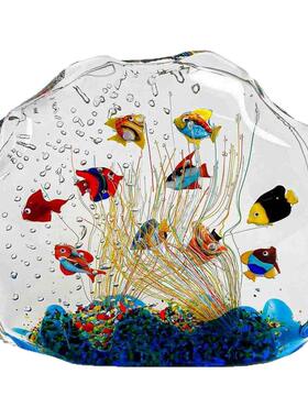 穆拉诺玻璃珊瑚礁水族馆招财摆件