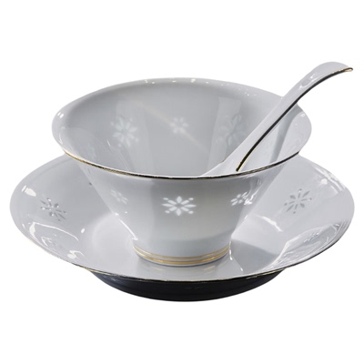 景德镇玲珑瓷高白瓷斗笠碗盘家用