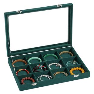 多功能首饰盒手镯收纳盒放手串手链盒玉镯珠宝盒子饰品盒带盖防尘
