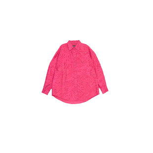 RuirUiruI玫红提花衬衫秋季新品重工剪花几何镂空宽松气质外套