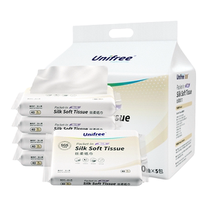 unifree婴儿抽纸宝宝专用柔纸巾40抽5包新生儿面巾纸儿童乳霜纸巾