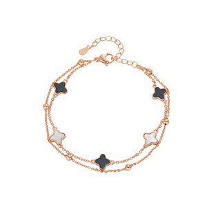 仙女风双层四叶草手链女生轻奢小众设计高级感纯银送闺蜜生日礼物