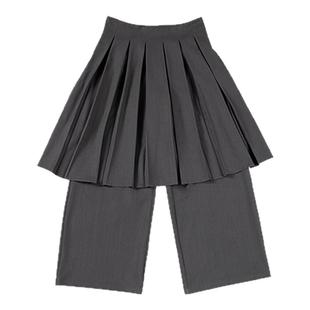 sameuoo散养文化「毕业典礼」百褶裙裤假两件女秋冬休闲西装裤