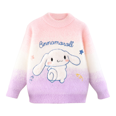 冬季女童水貂绒绣花毛衣玉桂狗