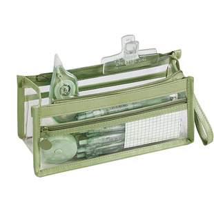 三层透明笔袋大容量考试专用文具袋简约ins风日系女小学生高颜值文具收纳袋多功能初中高中生男孩简约文具盒