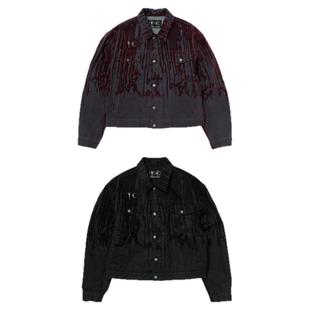 Thug Club 25ss blood lazered牛仔夹克植绒分层渐变外套翻领韩