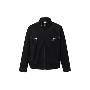 FORNINES复古麂皮绒立领夹克男款潮牌春季做旧宽松工装外套女上衣