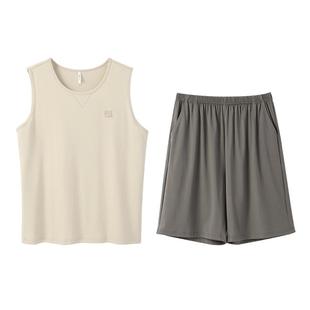 安之伴【巨凉感】睡衣男士夏季款纯棉无袖可外穿家居服背心套装薄