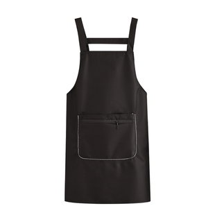 纯色简约防水防油围裙定制logo印字厨房女餐饮广告上班工作围腰男
