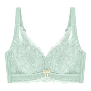 古蒂花文胸仙美蕾丝艾草纤维AB杯小胸显大聚拢内衣无磁少女2939