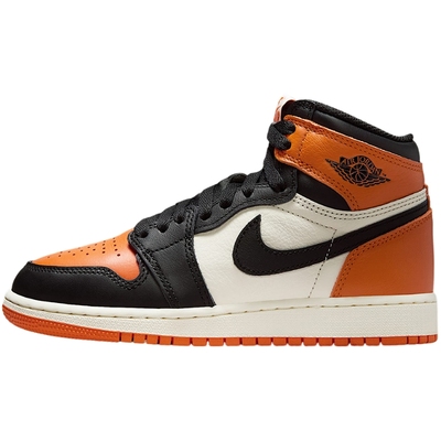 Nike耐克童鞋AJ1白黑橙扣碎复刻高帮篮球鞋运动鞋板鞋FD1437-008