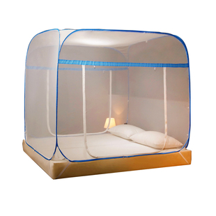 新款蒙古包蚊帐家用免安装防摔儿童无需支架加密加厚三开门床笠款