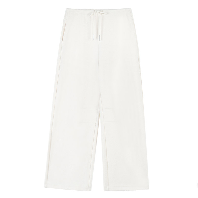 pusumede 通勤feel 高腰弯刀宽松阔腿卫裤女松紧腰直筒休闲长裤