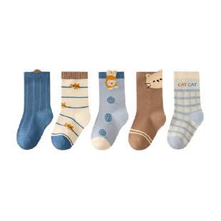 棉奇熊男童袜子春秋棉儿童中筒棉袜宝宝童袜小男孩秋冬加厚卡通袜