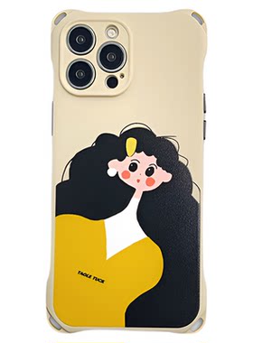 黑发女孩硅胶白色斜挎手机壳全包