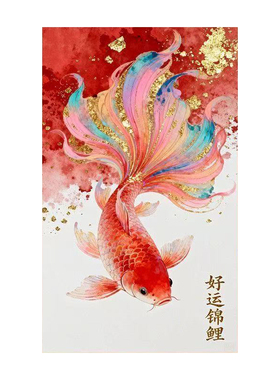 2026新年好运锦鲤自粘装饰画壁画