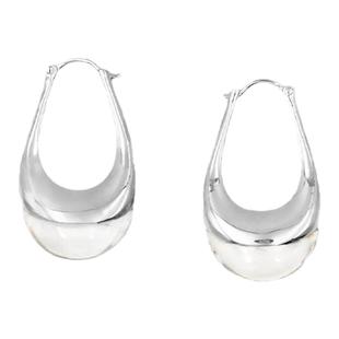 雕塑感审美 北欧设计极简欧美小众水滴椭圆U形黑玛瑙透明水晶耳环