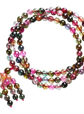 天然巴西碧玺电气石全净佛珠手链