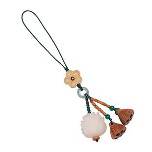 琼睿菩提莲花手机挂件桃木莲蓬可爱短款手机链坠绳汽车钥匙扣挂件创意手机挂绳包包挂件古风手机挂饰U盘吊坠