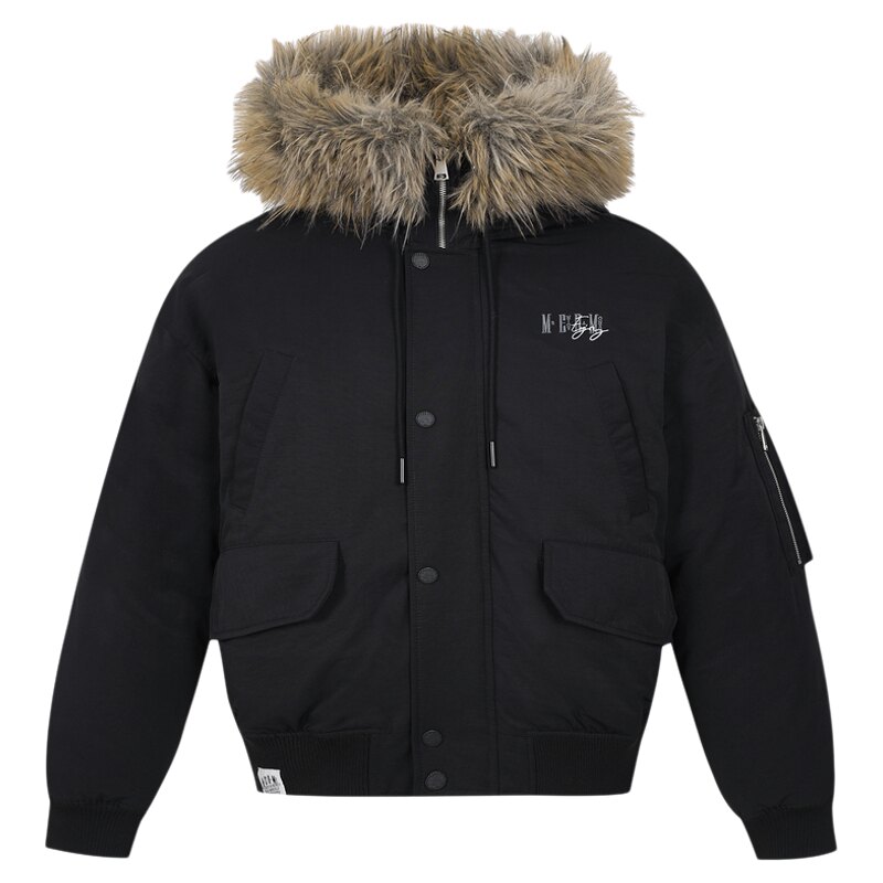 环保毛领两面穿座山雕棉服