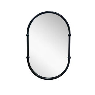简约现代高级黑色椭圆形卧室壁挂化妆镜民宿卫生间智能发光浴室镜