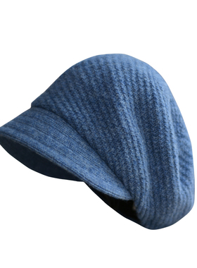 法式100%羊毛云朵贝雷帽鸭舌古早感画家帽显脸小针织毛线女士秋冬