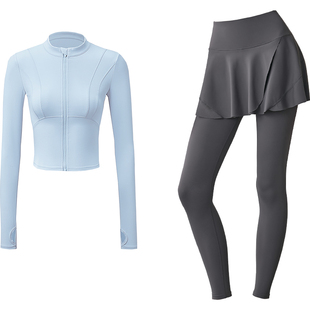 网球运动套装女绝美健身裤普拉提训练跑步羽毛球球服瑜伽服上衣春