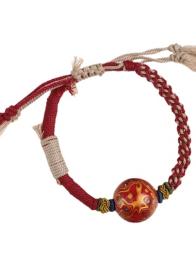 山木集 非遗大漆+欧1.9红色编绳手串手链新中式国风小众￥多样性