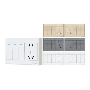 锦迈明装插座带开关三开五孔金白灰色面板单双86型3开5孔带明线盒