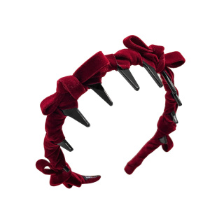 红色丝绒蝴蝶结发箍女2026新款高颅顶带齿压发带齿头箍发卡子头饰