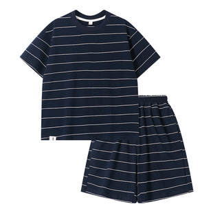 男童夏季条纹短袖空调睡衣2026新款青少年儿童夏天薄款家居服套装