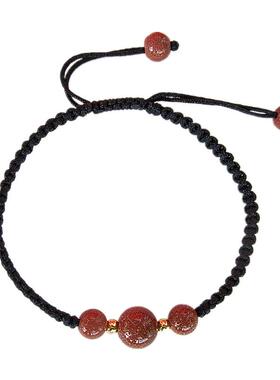 原创手工编织金沙石手链情侣对款