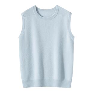 秋冬圆领羊绒背心女100纯山羊绒无袖外穿马甲针织打底衫毛衣坎肩