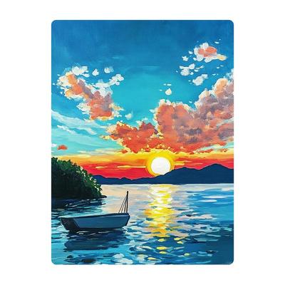 灿烂风景临摹卡水粉风景水彩风景装饰画丙烯儿童创意美术明信片