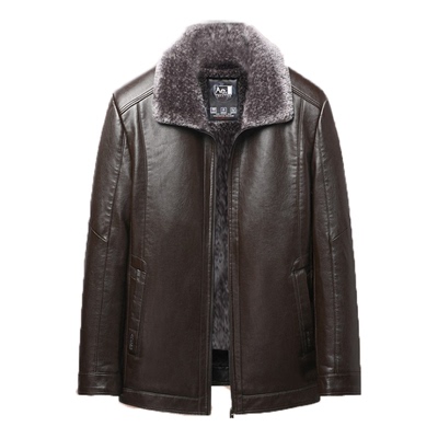 啄木鸟2025新款中老年加绒皮衣